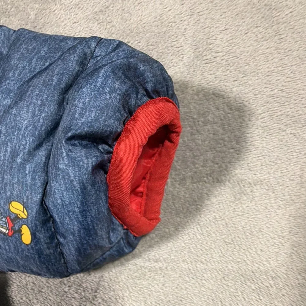 Baby Gap Disney baby Mickey Mouse Hooded Full Zip Puffer Jacket Blue/Red 0-3M.